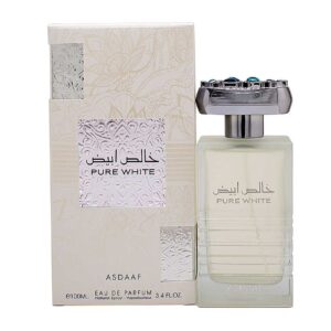 Parfum arabesc PURE WHITE Lattafa 100ml este un parfum produs de casa de parfumuri ASDAAF by LATTAFA, ce prezinta note florale orientale deosebite.